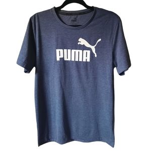 💙PUMA, Logo Men tee shirt, Dry fit, short sleeves, Size:S, Color Dark Gr